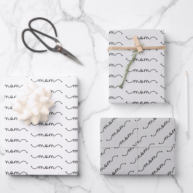 Feuille De Papier Cadeau Mini-élégante maman typographie Fête des Mères (Recto)