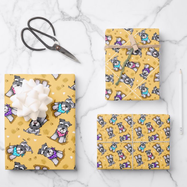 Feuille De Papier Cadeau Mini Schnauzer Sunshine (Recto)