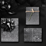 Feuille De Papier Cadeau Minimalisme clinquant | Silver Shine Foil Parties<br><div class="desc">Une palette riche, foncée et sophistiquée dans des tons modernes et profonds d'une parties scintillant métallique originale, luxueuse et simple, texture sombre sur un arrière - plan monochrome assorti. Cet effet aquarelle est parfait pour un thème chic et unique. Le design comprend un modèle texte entièrement personnalisable et un dégradé...</div>