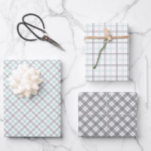 Mint Green & Grey Gingham Wrapping Paper Sheets