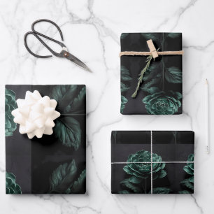 Feuille De Papier Cadeau Minuit Jungle Black Flower Power