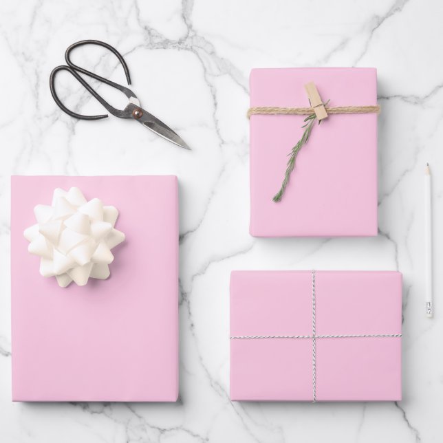 Feuille De Papier Cadeau Minuscule rose clair uni chic élégant (Recto)