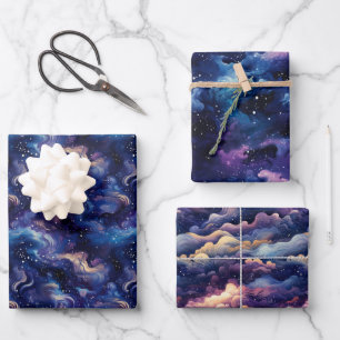 Feuille De Papier Cadeau Mirage Astral 3D : Mystical Night Sky Design