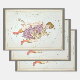 Feuille De Papier Cadeau Miroir d'Urania, Carte céleste d'astronomie vintag