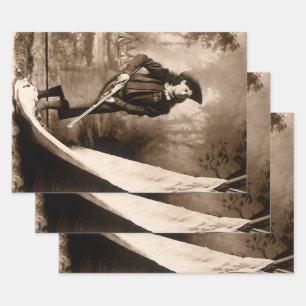 Feuille De Papier Cadeau Miss Annie Oakley avec pistolet, Portrait photo Vi