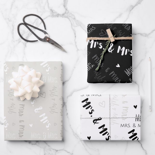 Feuille De Papier Cadeau Mme & Mme Mariage (Recto)