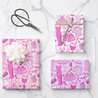 Feuille De Papier Cadeau Mode Barbiecore rose et rose chaud personnalisé