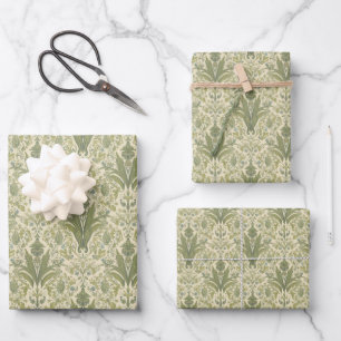 Feuille De Papier Cadeau Modèle de jacinthe florale vert sauge de William M