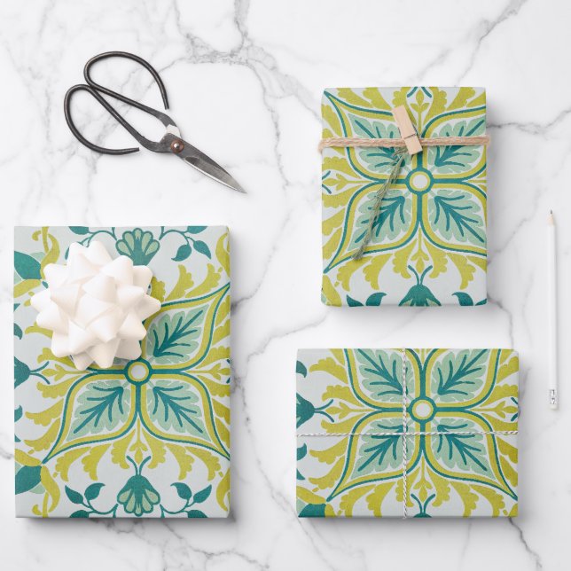 Feuille De Papier Cadeau Modèle de plafond vert citron sans couture de Will (Recto)