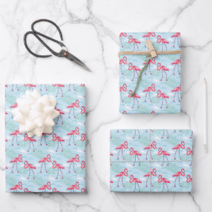 Feuille De Papier Cadeau Modèle flamant