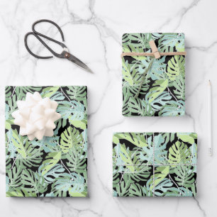 Feuille De Papier Cadeau Modèle floral de la jungle