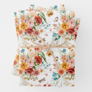Feuille De Papier Cadeau Modèle floral du jardin