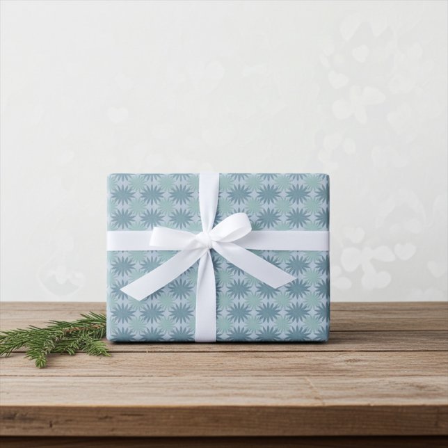 Feuille De Papier Cadeau Modèle Floral moderne Turquoise bleu et vert été (Créateur téléchargé)
