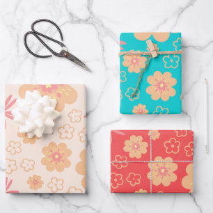 Feuille De Papier Cadeau Modèle Floral Rétro été