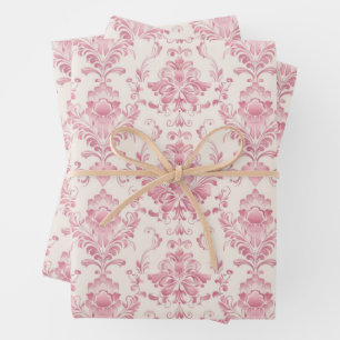 Feuille De Papier Cadeau Modèle Floral rose vintage