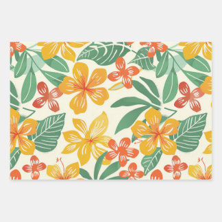 Feuille De Papier Cadeau Modèle floral tropical vibre