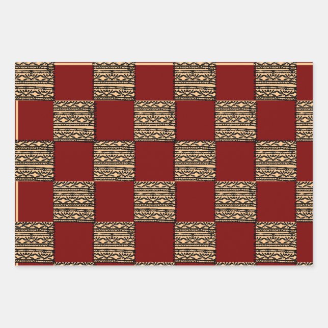 Feuille De Papier Cadeau Modern Checkerboard Geometric pattern  (Devant)