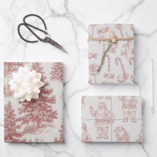 Feuille De Papier Cadeau Modern Classic Red Pine Wreath Christmas Holiday