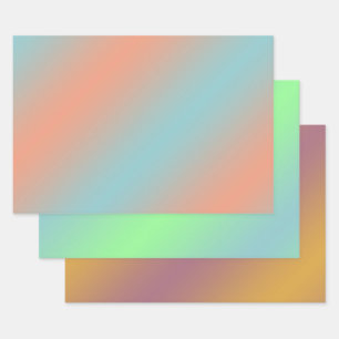 Feuille De Papier Cadeau Moderne Elégant Funky Ombre Pastel Rose Bleu Vert
