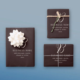 Feuille De Papier Cadeau Moderne Élégant Nom commercial Monogramme Brun f