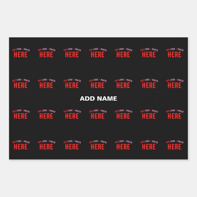 FEUILLE DE PAPIER CADEAU MODERNE ET MODERNE PERSONNALISABLE NOIR VÉRIFIÉ (Devant)