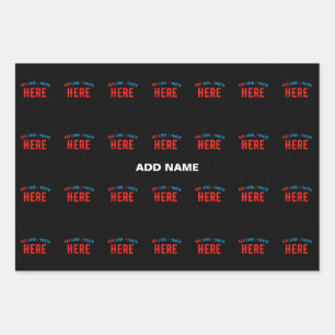 FEUILLE DE PAPIER CADEAU MODERNE ET MODERNE PERSONNALISABLE NOIR VÉRIFIÉ