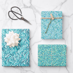 Feuille De Papier Cadeau Moderne Géométrique Abstraite Aquarelle Turquoise 