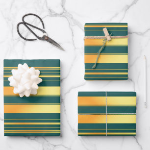 Feuille De Papier Cadeau Moderne Green Gold Luxury Linen Texture Collection