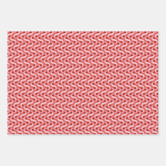 Feuille De Papier Cadeau Moderne Noël vague géométrique rayure en rouge gra