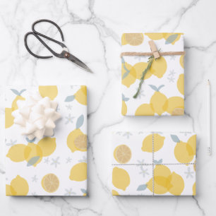 Feuille De Papier Cadeau Moderne Pastel Citrus Lemons Motif