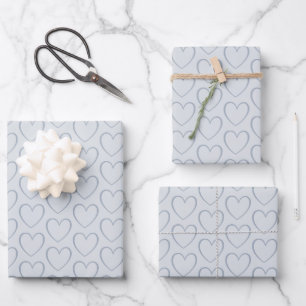Feuille De Papier Cadeau Moderne simple motif de cœur bleu poussiéreux 