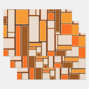 Feuille De Papier Cadeau Modulé Rétro Géométrique Mi-Siècle Moderne les ann