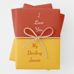 Feuille De Papier Cadeau Mon chéri Je t'aime Audacieux Rouge et Jaune Uniqu