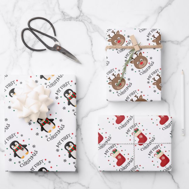 Feuille De Papier Cadeau Mon premier Noël (Recto)