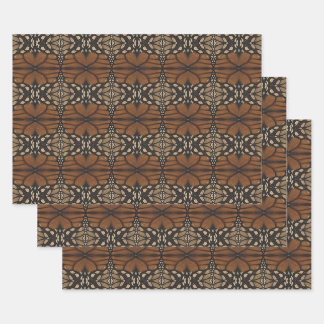 Feuille De Papier Cadeau Monarque Papillon Aile Fermer Répéter Motif (Lot)