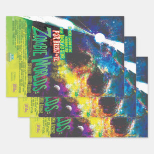 Feuille De Papier Cadeau Monde Alien Zombie Spatial Galaxie d'Horreurs