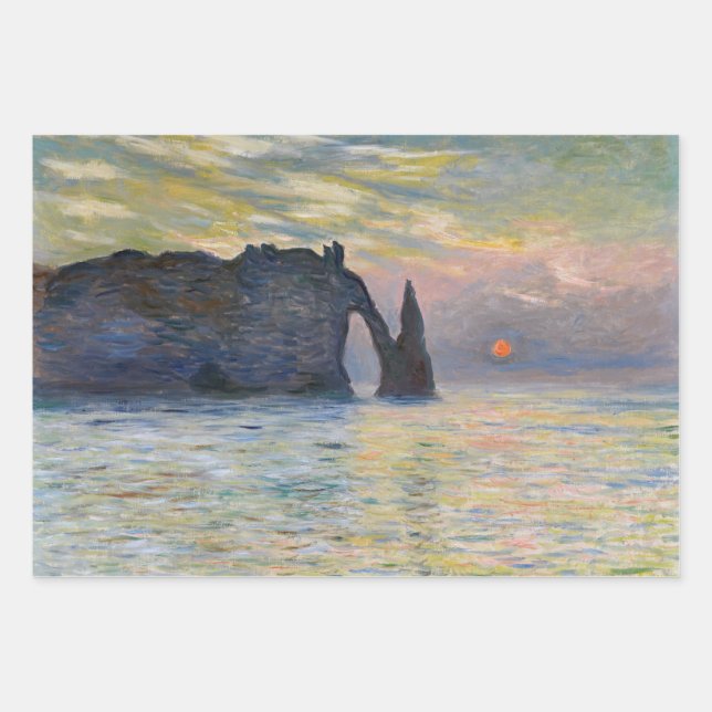 Feuille De Papier Cadeau Monet - Le Manneport, Falaise à Etretat, coucher d (Devant)
