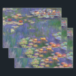 Feuille De Papier Cadeau Monet Water Lilies Chef-d'oeuvre Peinture<br><div class="desc">Monet Water Lilies - Ce tableau Monet classique a été peint par Claude Monet en 1916. Il fait partie de sa célèbre collection de nénuphars où il peint dans son jardin à Giverney,  France. Un tableau de chef-d'oeuvre.</div>