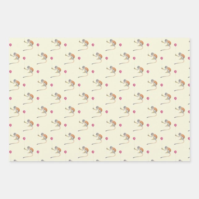 Feuille De Papier Cadeau Monkey Balloon Party Cadeaupapier Set - Tonkinson (Devant)