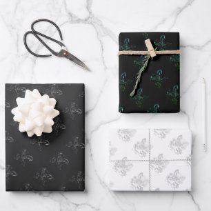Feuille De Papier Cadeau Monochrom d'échecs dramatique