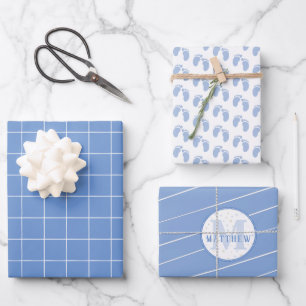 Feuille De Papier Cadeau Monogramme Baby shower Nouveau-né Empreinte de na