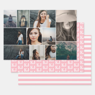 Feuille De Papier Cadeau Monogramme de photo PPInk Blanc