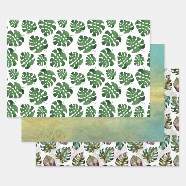 Feuille De Papier Cadeau Monstera (Lot)