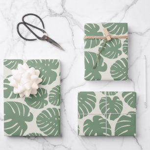 Feuille De Papier Cadeau Monstera - Vert