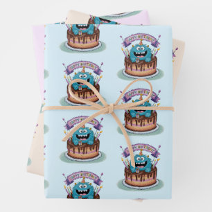 Feuille De Papier Cadeau Monstre d'anniversaire