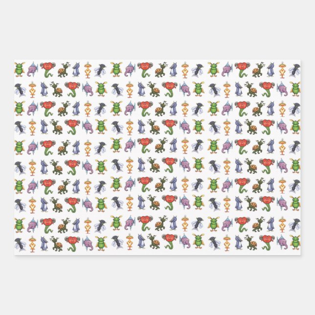 Feuille De Papier Cadeau Monstres rigolos (Devant 3)