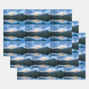 Feuille De Papier Cadeau Montagnes et lac Pittoresque Nature Photo Motif