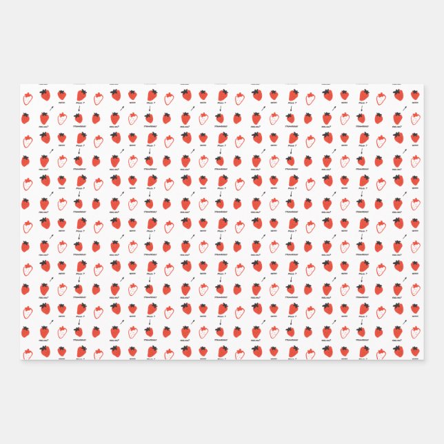 Feuille De Papier Cadeau Mood Strawberry Seamless Pattern Wrapping Paper (Devant)