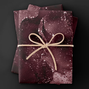 Feuille De Papier Cadeau Moody Agate   Vin Bordeaux Sangria Merlot Maroon