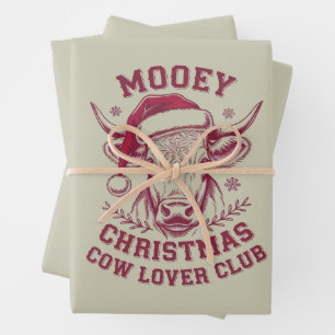 Feuille De Papier Cadeau Mooey Noël Western Cow Lover Club Saison de Noël